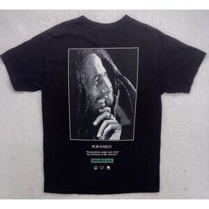 Primitive x Bob Marley T-Shirt Black Peace Love Unity Quote Reggae Skate Medium